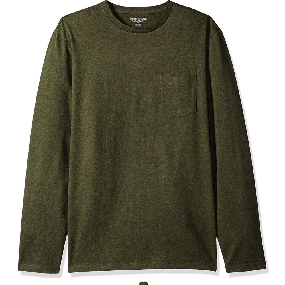 AMAZON ESSENTIALS Olive Green  Long Sleeves Tee, Men's Size 2XL